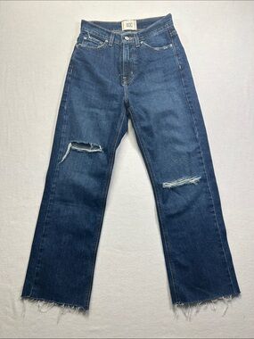 BDG Dark Blue Straight-Leg Ripped Jeans